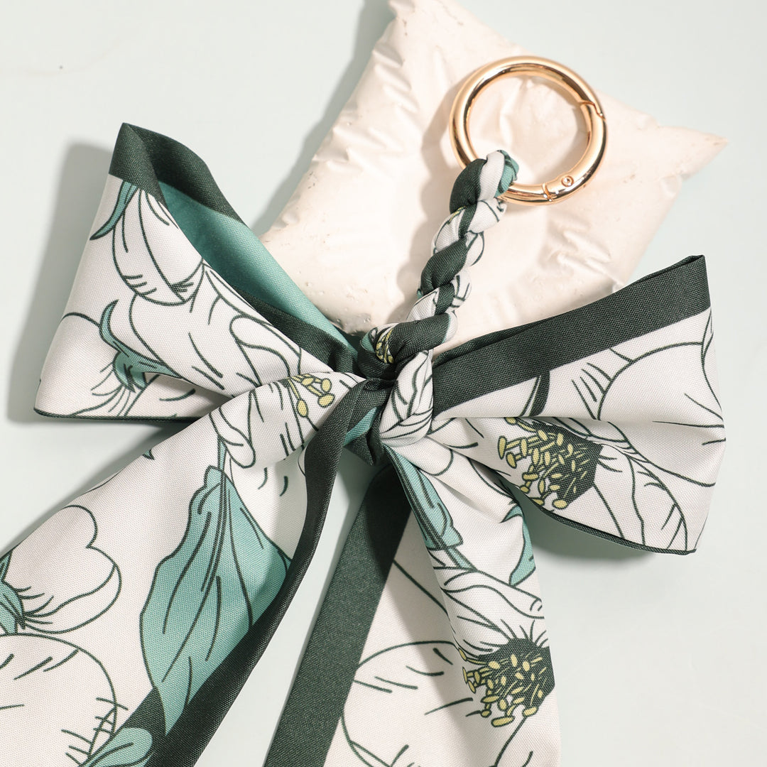 Handwoven Silk Scarf Bow Keychain Bag Charm N6G056