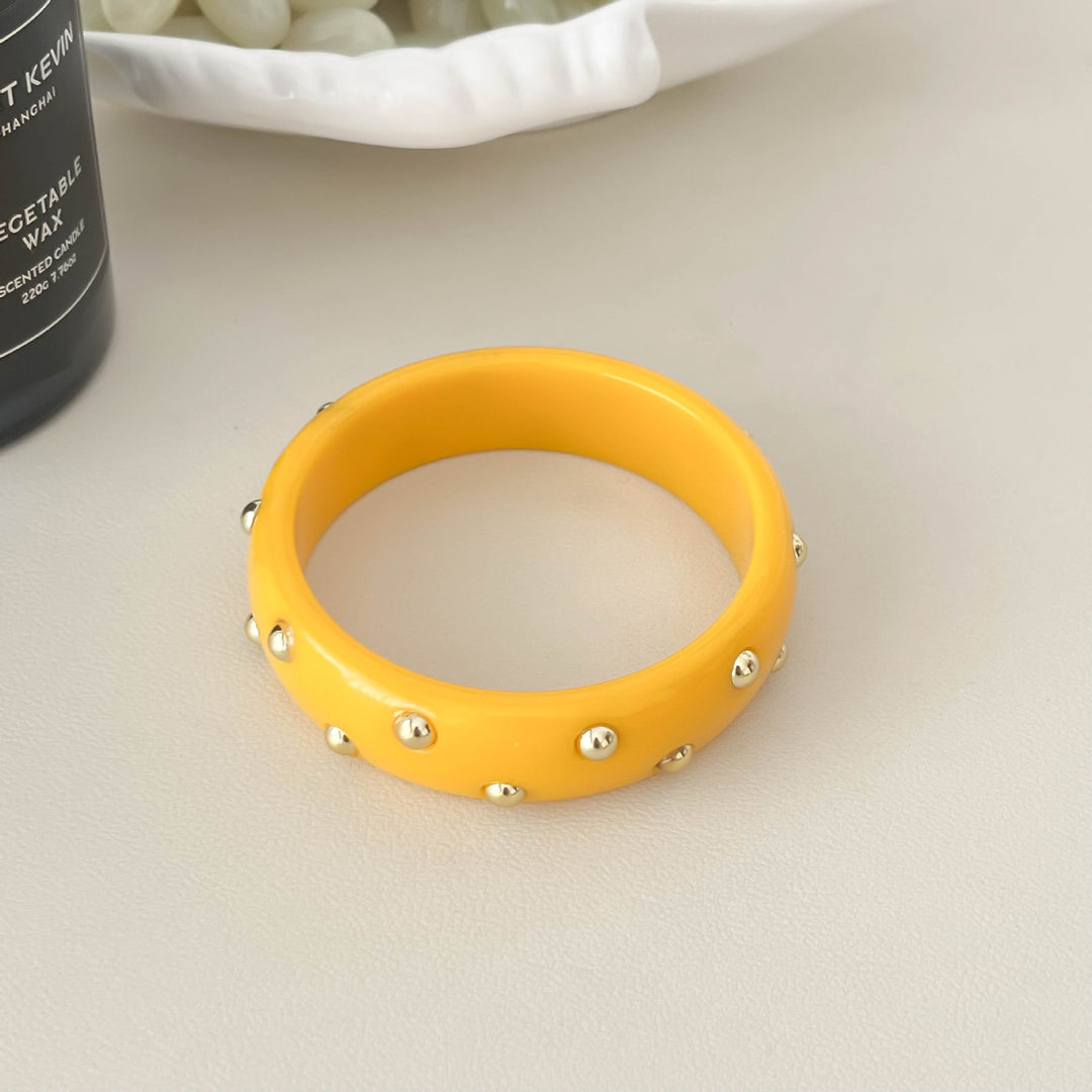 Vintage Studded Resin Bangle Wide Cuff Bracelet N6F098