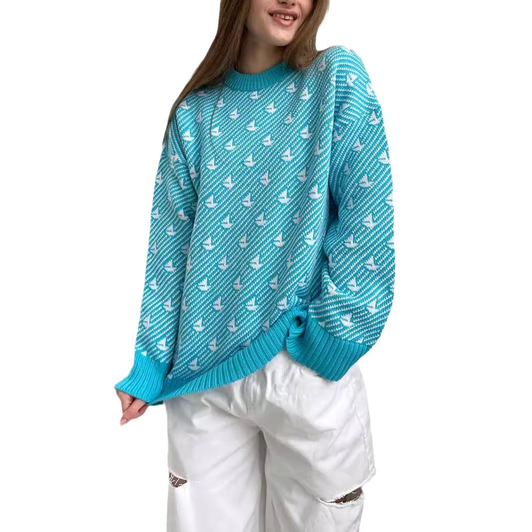 Sailboat Round Sweater Mid Weight Options N5Z846