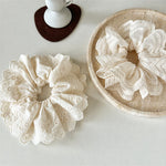 Load image into Gallery viewer, White Lace Trim Continuous Loop Hair Tie S5P420