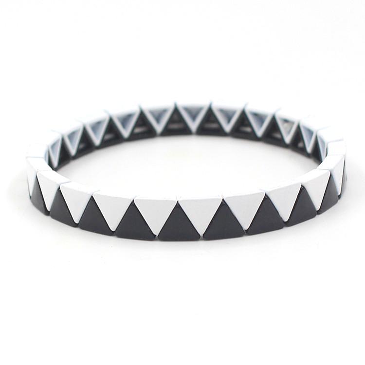 Rainbow Triangles Bracelet Modular Gold Enamel S5P050