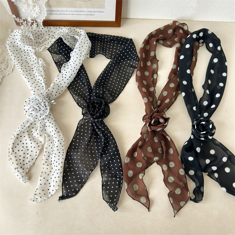 Rose Dot Chiffon Scarf Belt Neck Wrap N6D005