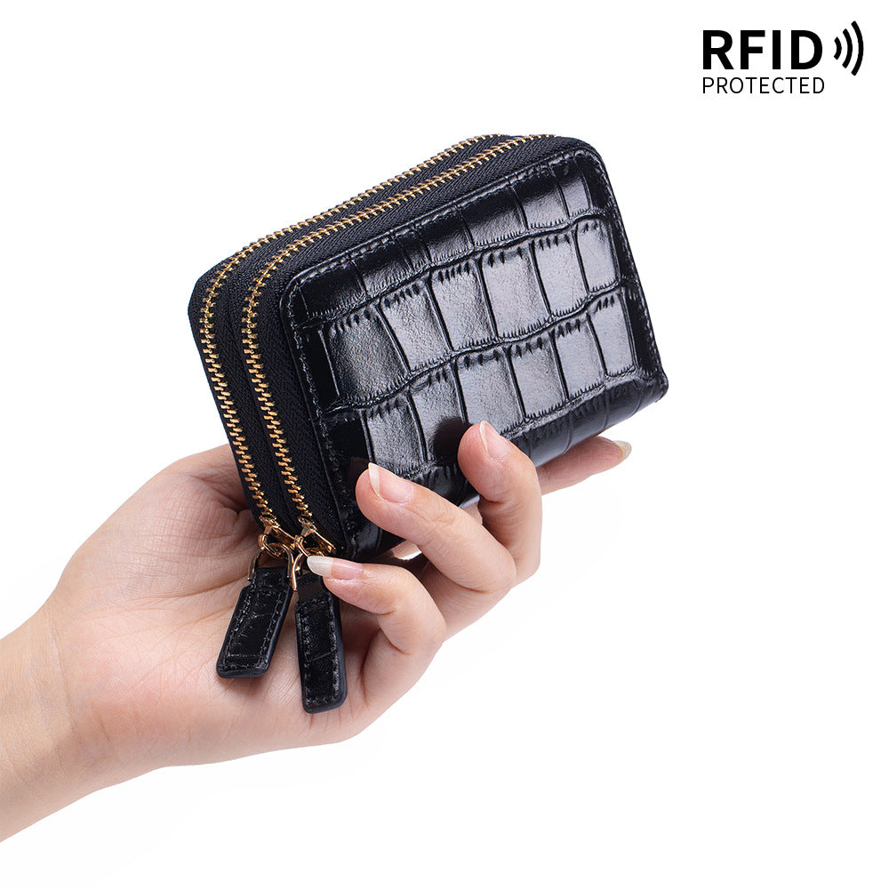 Crocodile Texture RFID Card Holder Zip Around Wallet N6G094