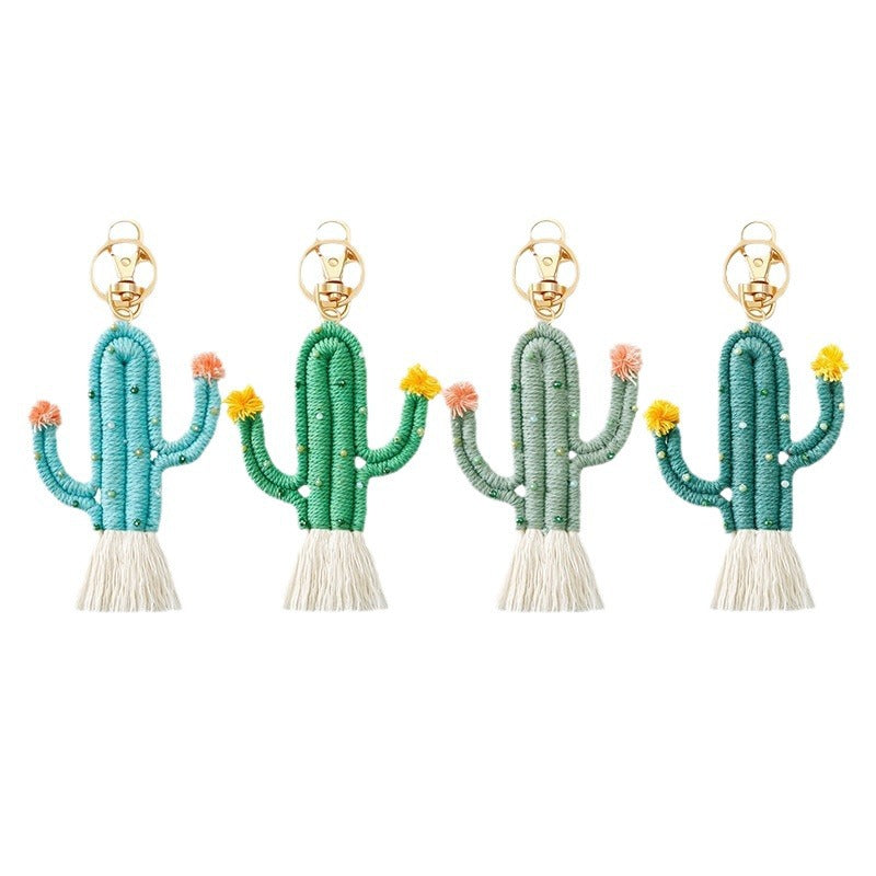 Cactus Charm Handmade Natural Stone Alloy Keychain N6G039