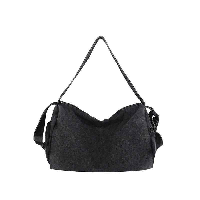 Women's Washed Denim Dumpling Tote Shoulder Bag N6J181