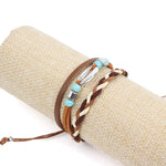 Load image into Gallery viewer, Hand Woven Shell and Leather Multi Layer Bracelet S5P616
