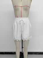 Load image into Gallery viewer, Vacation Drawstring Waist Ruffle Trim Shorts Women N6C258