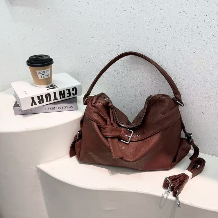 Women's PU Vintage Oversized Tote Shoulder Bag N6J118