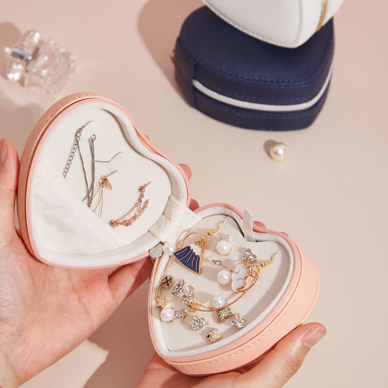 Heart Shape Leather Jewelry Organizer Box S5P831