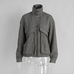 Load image into Gallery viewer, Herringbone Stand Collar Jacket Women N5A353