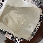 Load image into Gallery viewer, Black White Polka Dot Canvas Tote Bag Shoulder Crossbody N6F182