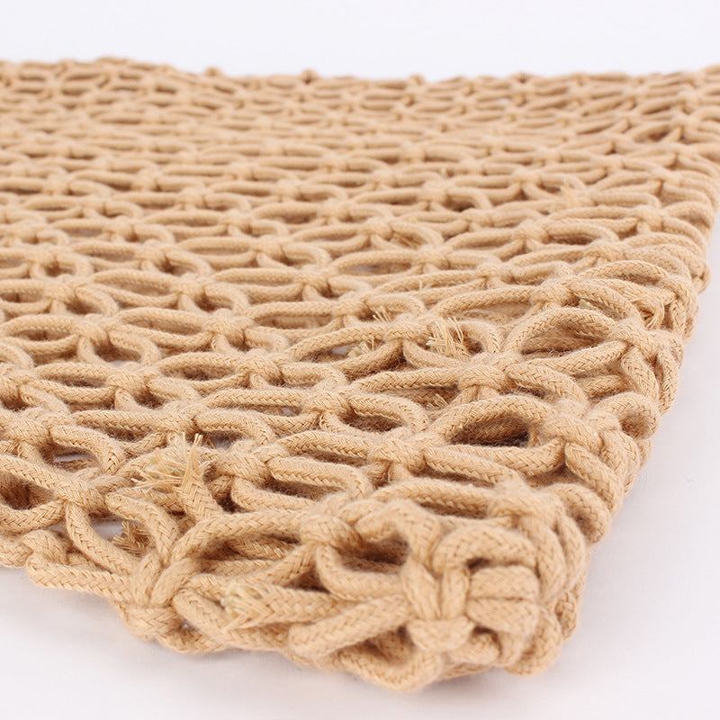 Crochet Shoulder Bag Cotton Rope Beach Tote N6F121