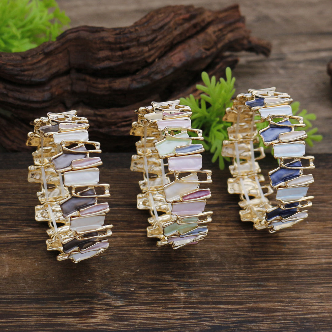 Color Drip Hand-Painted Geometric Stretch Bangle N6C213