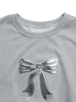 Load image into Gallery viewer, Casual Round Neck Bow Detail Loose Sweatshirt Women N6H295