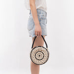 Load image into Gallery viewer, Hand Woven Wooden Bead Circle Bag Drawstring Closure S5P370