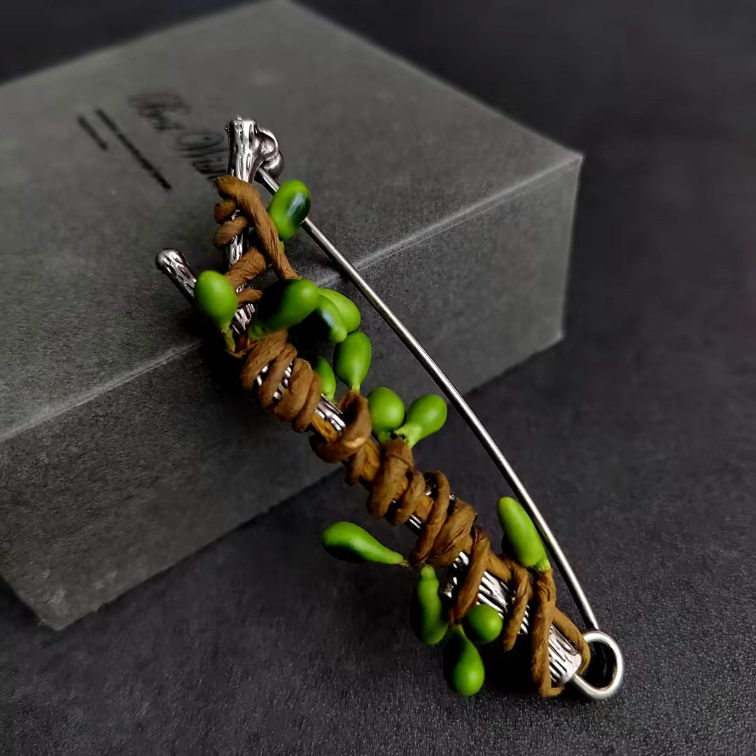 Hand-Wrapped Simulated Fruit Plant Brooch N6G048