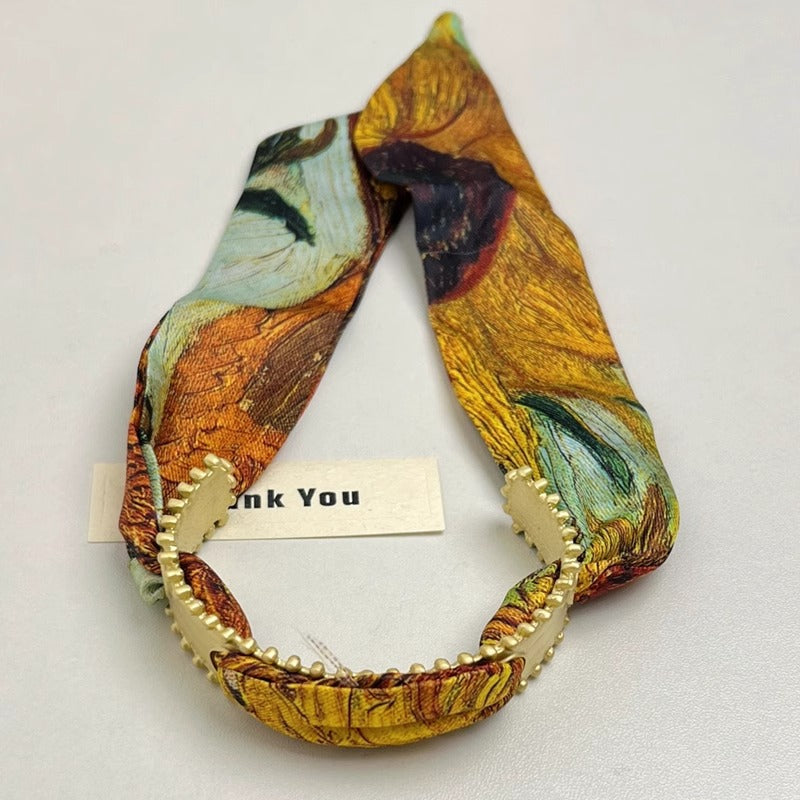 Vintage Gold Scarf Open Cuff Bangle Wide Statement N6F288