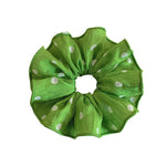 Load image into Gallery viewer, Green White Polka Dot Scrunchie Summer Fresh Hair Tie N6F138