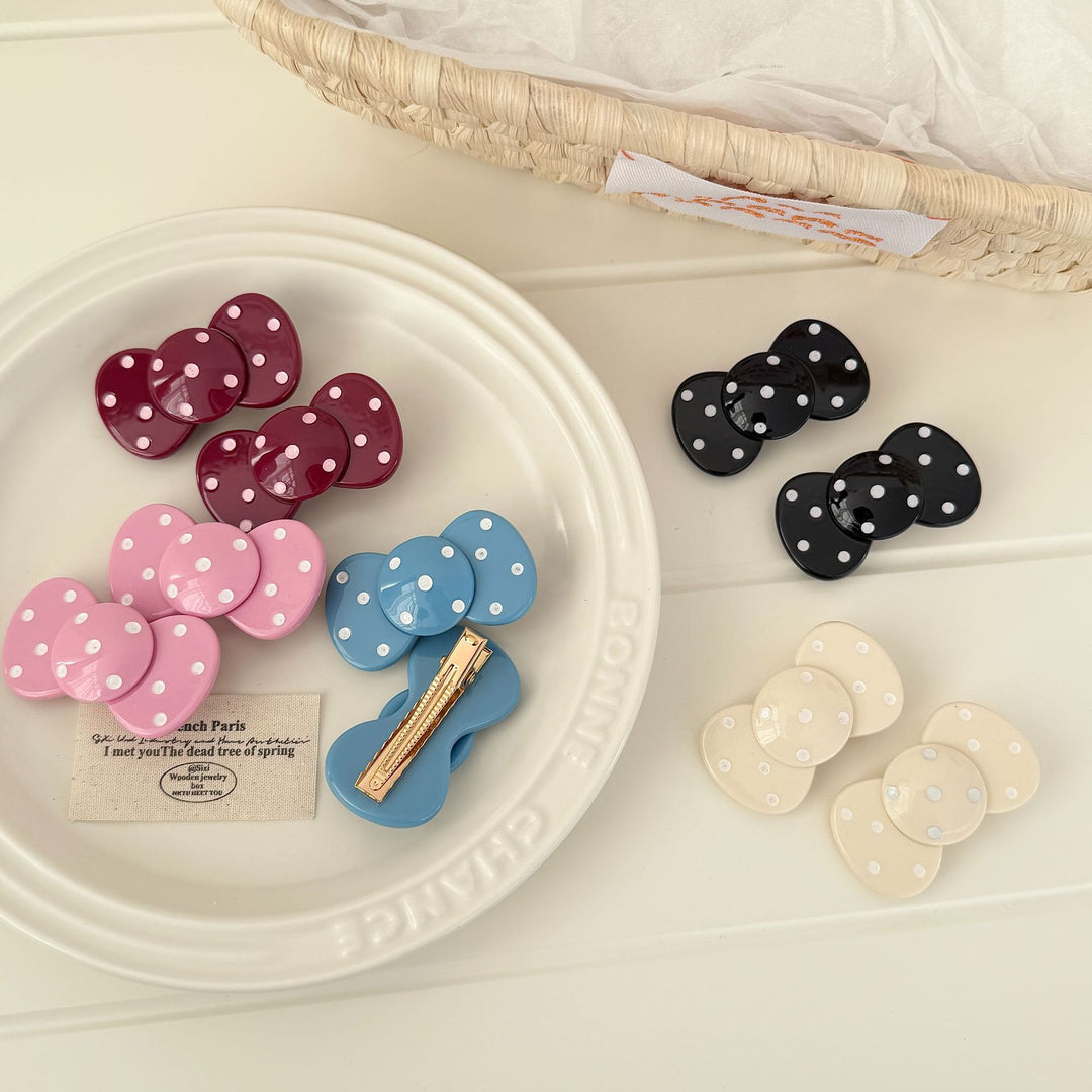 Sweet Polka Dot Hair Clip Acetate Smooth No Snag Snap N6F063