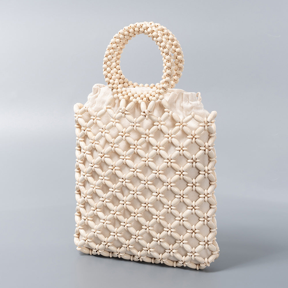 Handwoven Maple Hollow Bead Tote Beach Women S5P967