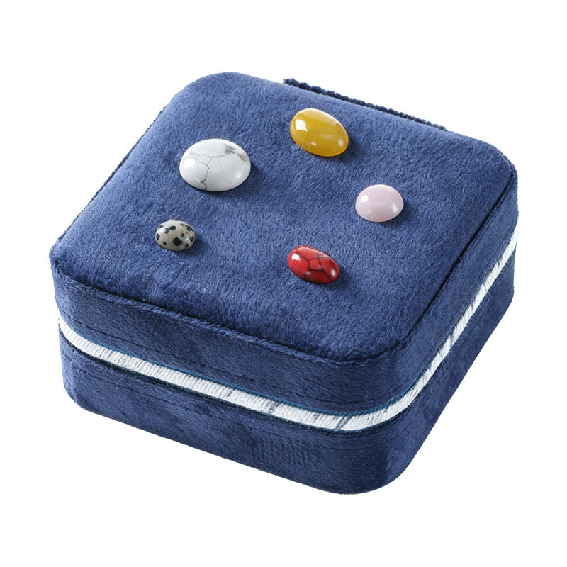 Natural Stone Velvet Grid Jewelry Box Folding Case N6G061