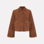 Load image into Gallery viewer, Suede Trench Coat Mid Heavy Brown N5Z574