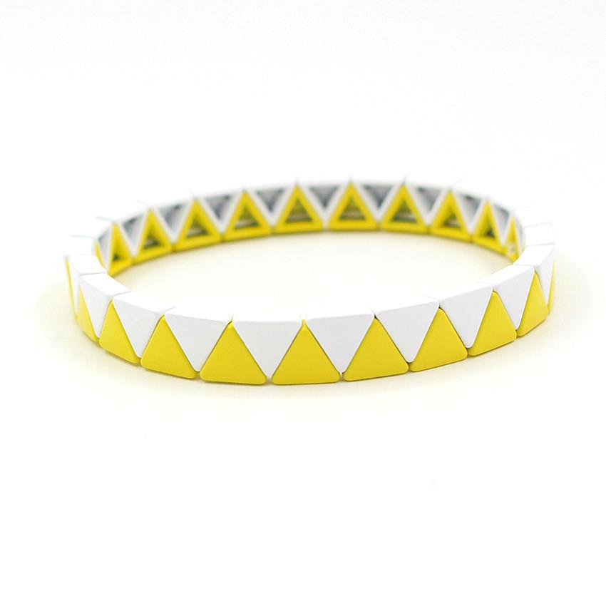 Rainbow Triangles Bracelet Modular Gold Enamel S5P050