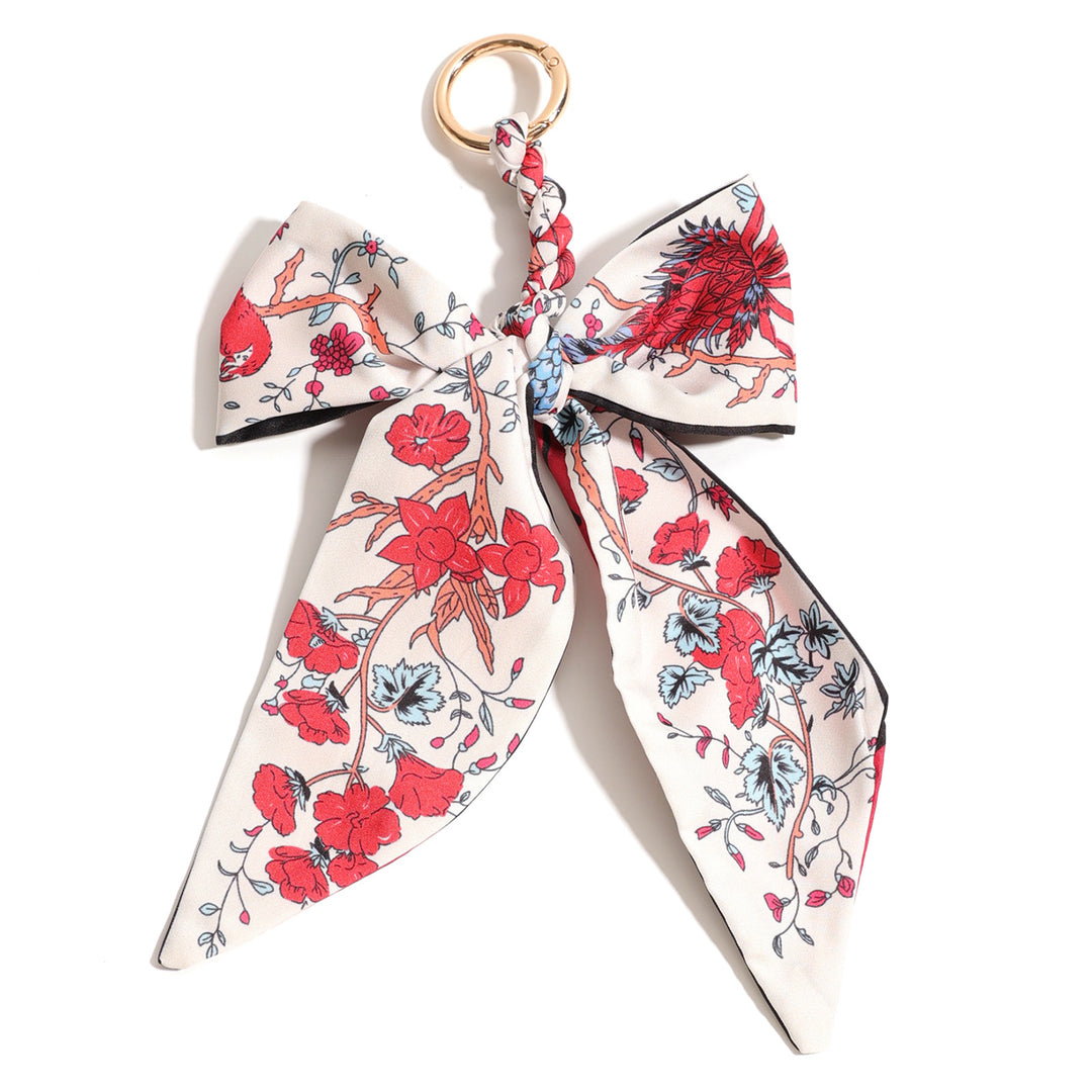 Handwoven Silk Scarf Bow Keychain Bag Charm N6G056