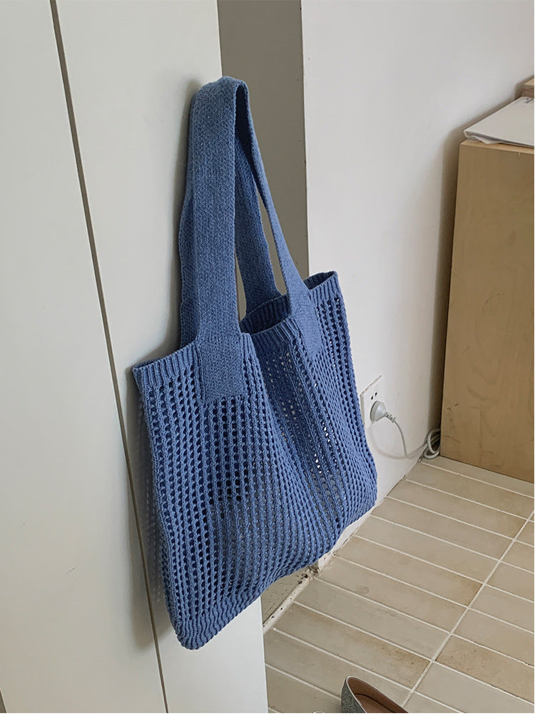 Mesh Crochet Tote Bag Vintage Women N6C060