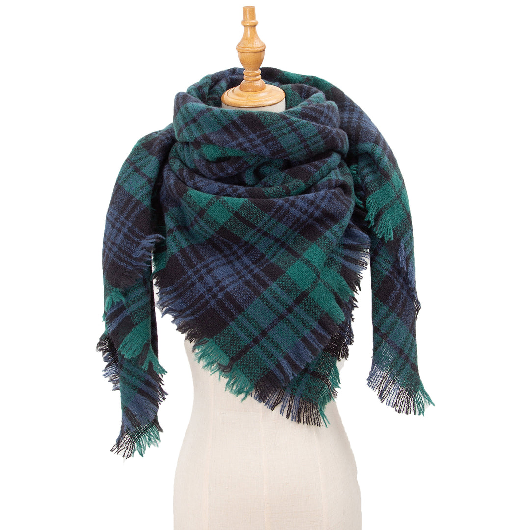 British Vintage Plaid Cashmere Feel Triangle Scarf N6K245