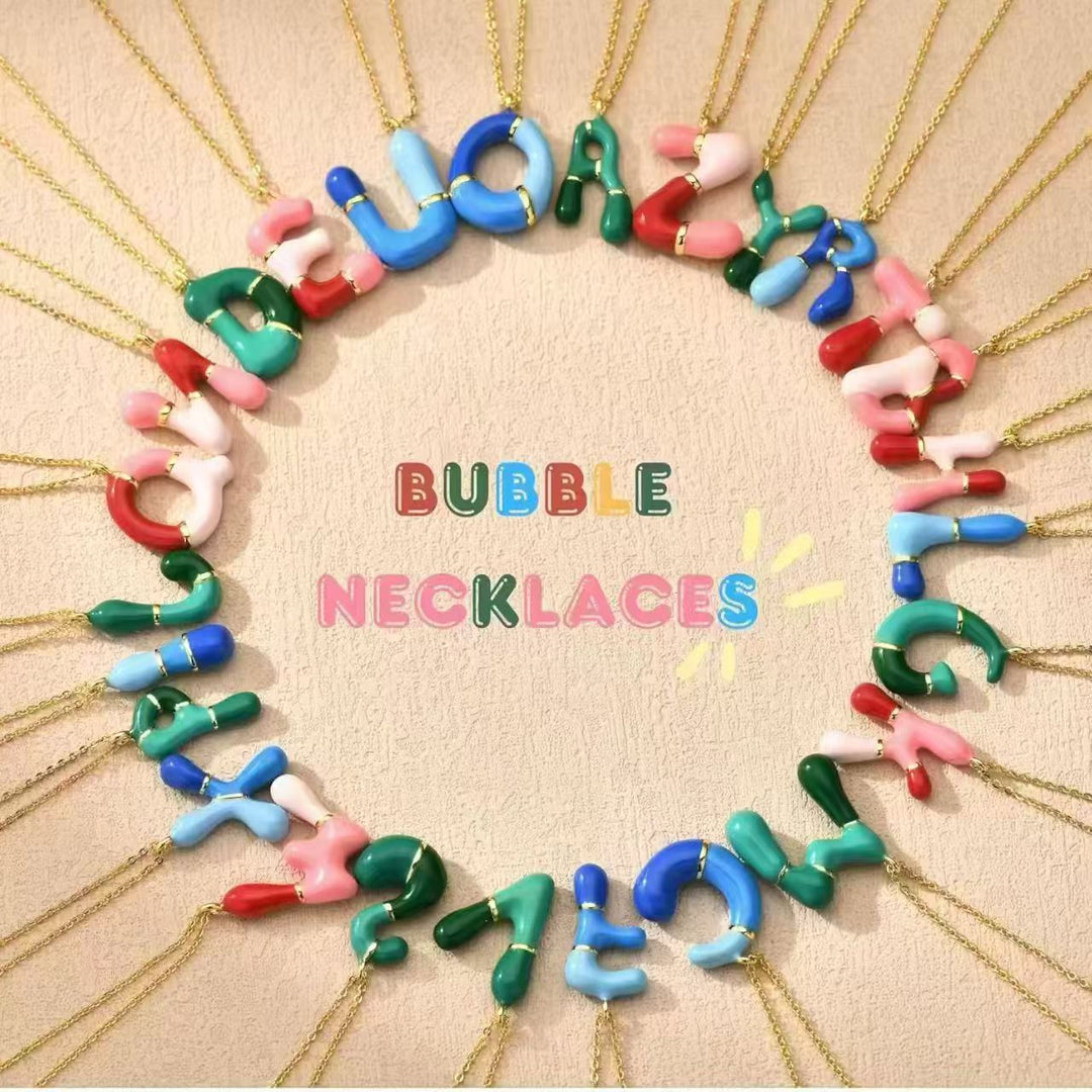 Alphabet Enamel Capsule Necklace Steel Gradient Color S5P234