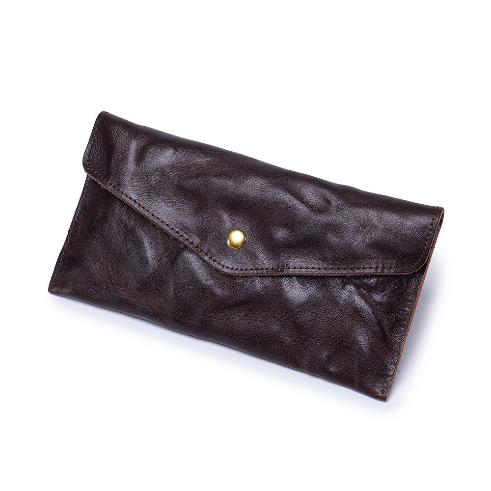 Men's Top-Grain Vegetable-Tanned Leather Long Wallet N6J232
