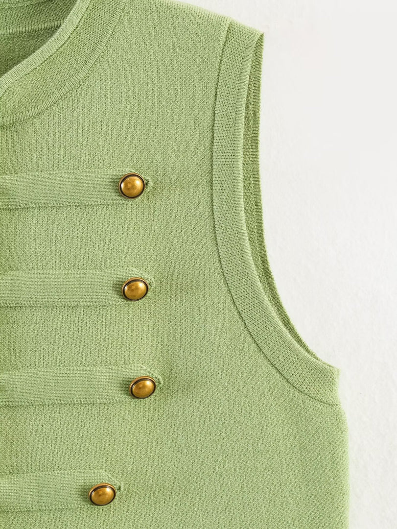 Sleeveless Knot Front Fitted Knit Tank Top Women N6F004