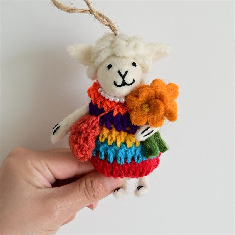 Handmade Wool Felt Bag Charm Cute Animal Ornament N6G032