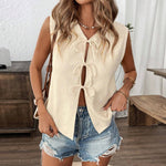 Load image into Gallery viewer, Bow Tie Vest Sleeveless Lightweight Apricot N5Z706
