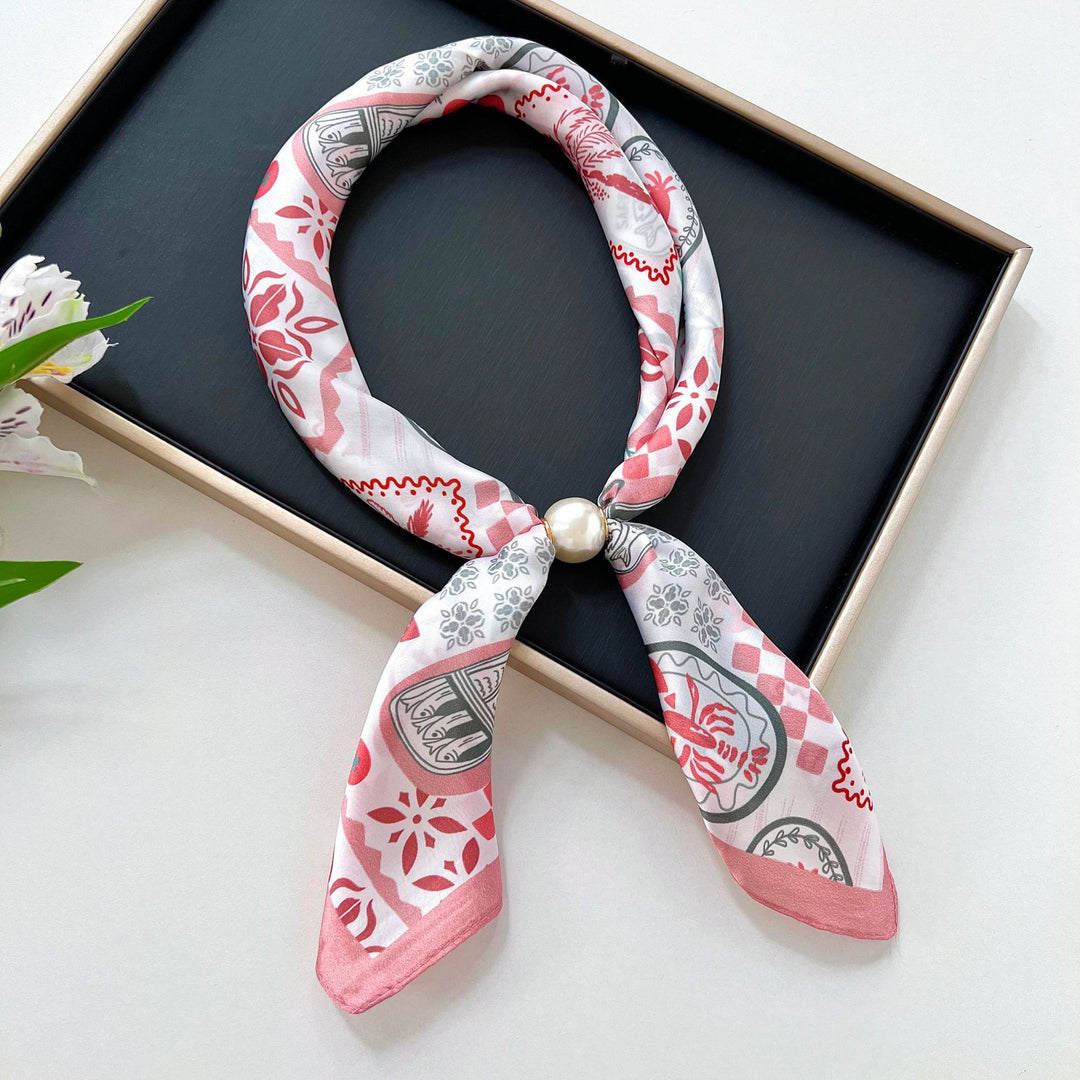 Women's Faux Silk Pearl Magnetic Neck Scarf N6J153