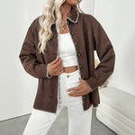 Load image into Gallery viewer, Contrast Notch Shirt Relaxed Mid Weight Brown N5Z472
