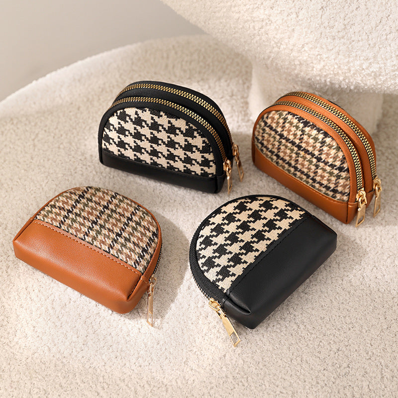 Fabric Coin Purse Double Zipper Short Wallet PU  N6G081