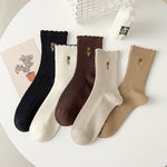 Load image into Gallery viewer, Lace Embroidery Cotton Mid-Calf Socks Women N6C154