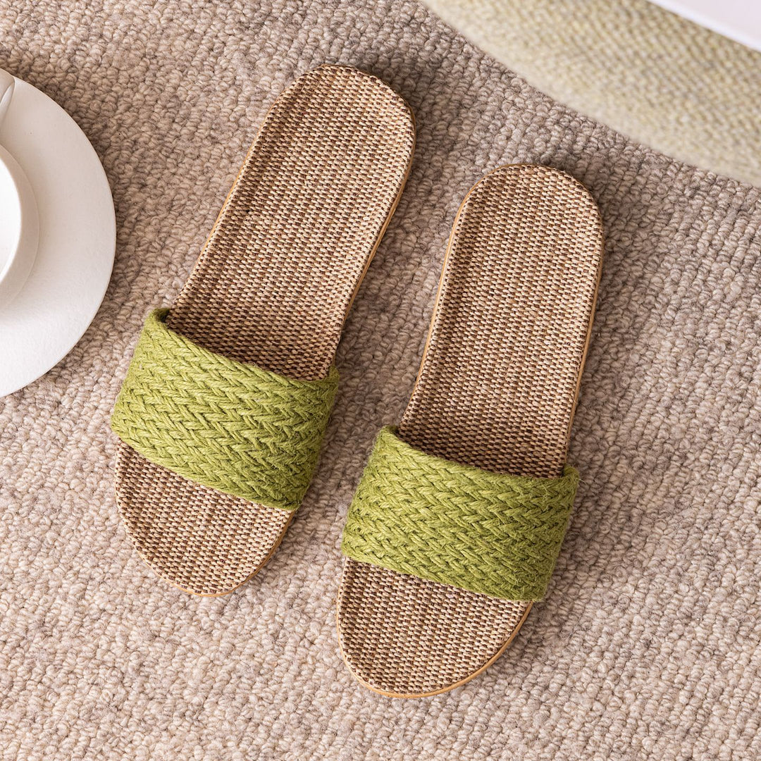 Woven Linen House Slippers Women N6C227