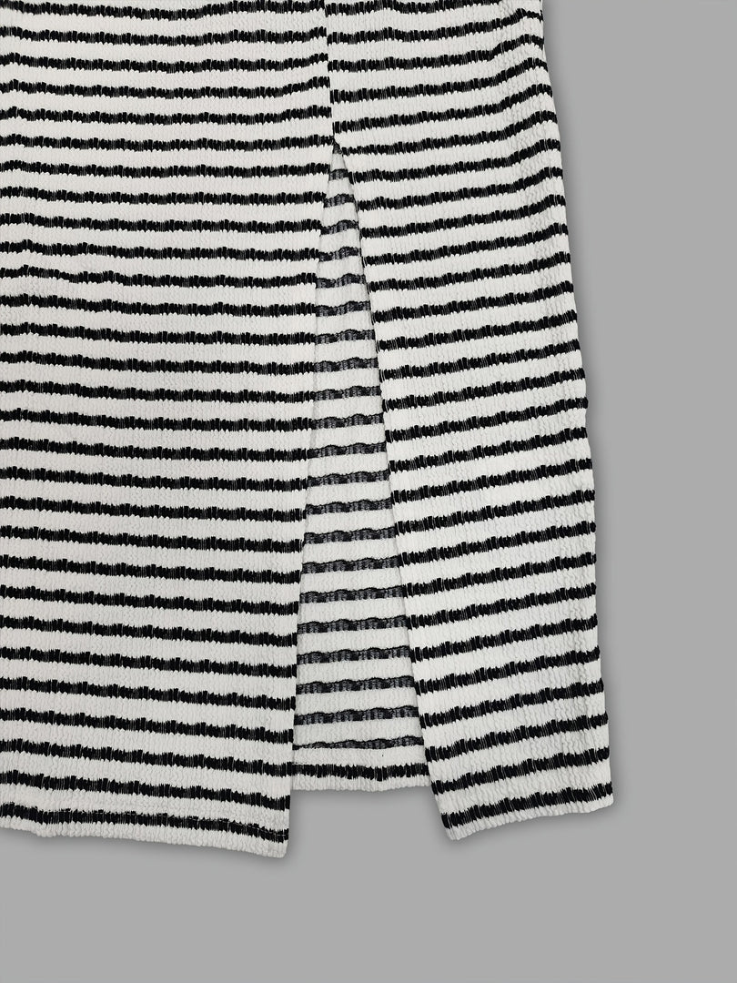 Black White Stripe Twist Knot Side Slit Bodycon Dress N6D208