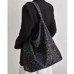 Load image into Gallery viewer, Denim Leopard Tote Bag Women Large Capacity Commuter S5P814