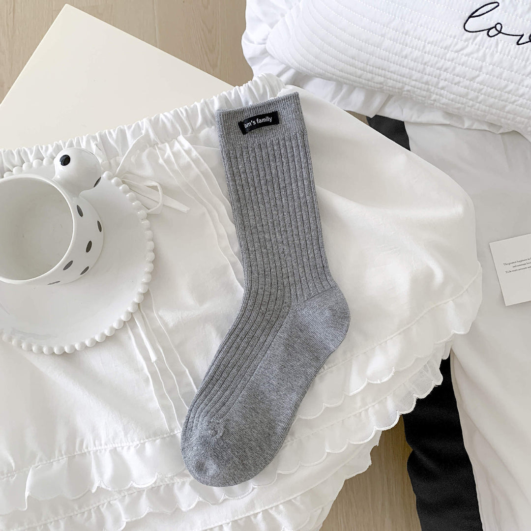 Cotton Tab Detail Mid Calf Socks  M5A043