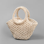 Load image into Gallery viewer, Hand Woven Maple Bead Crescent Bag Drawstring Closure S5P384
