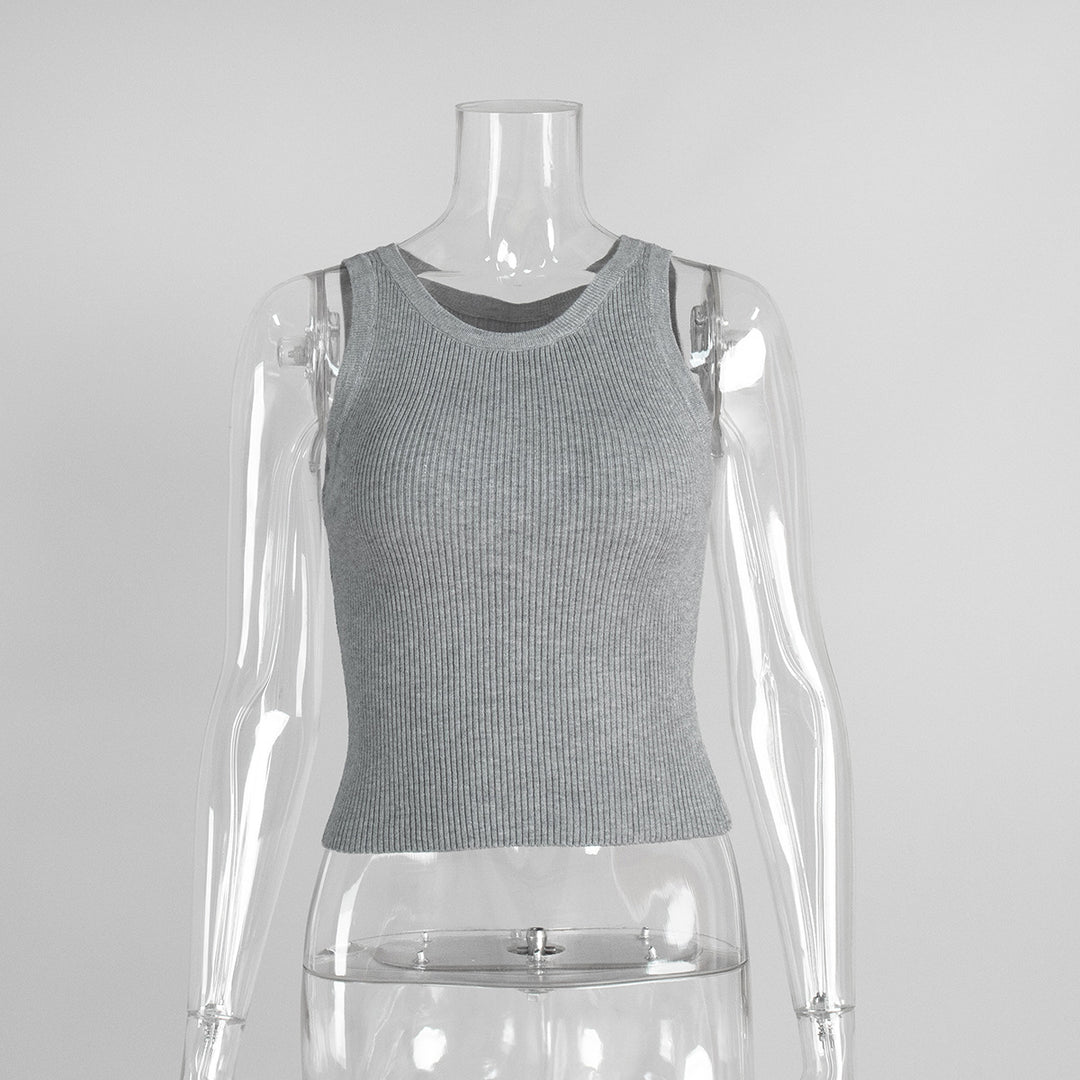 Rib Knit Tank Top Women N6C237