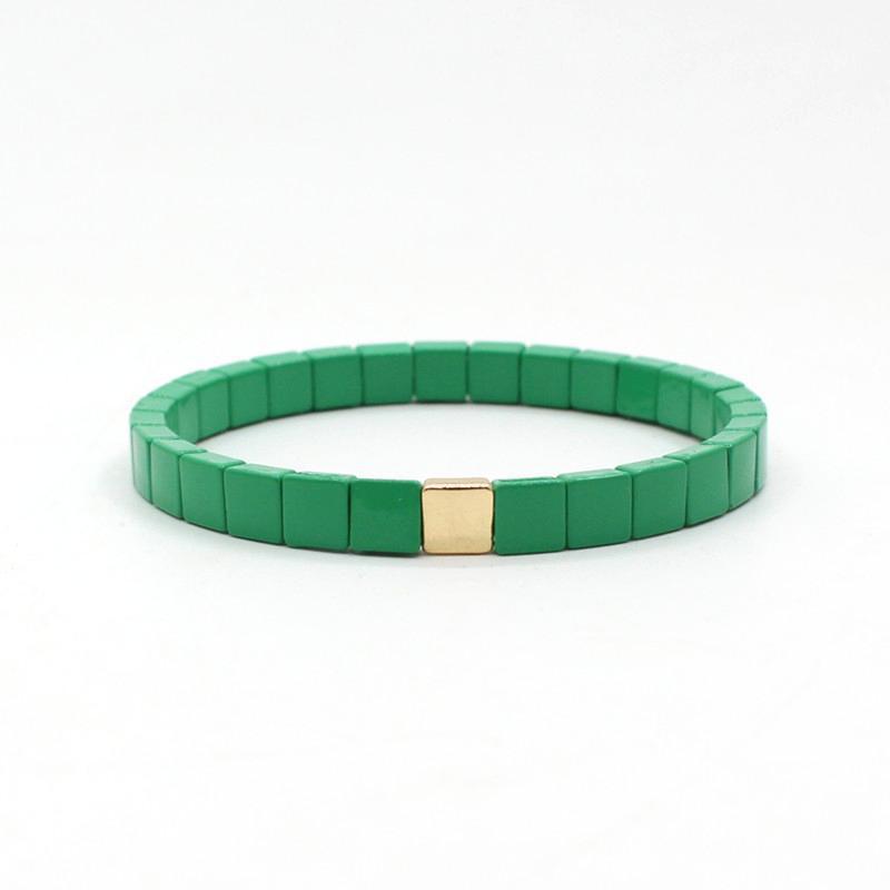 Bohemian Tile Bracelet Steel Enameled Plated S5P144