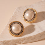 Load image into Gallery viewer, Contrast Chain Faux Pearl Round Silver Stud Earrings N6H152