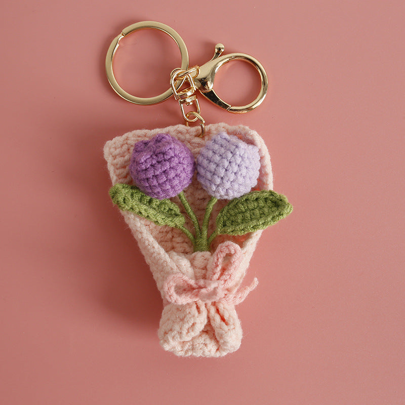 Intricate Crochet Bouquet Bag Charm Handmade N6G035
