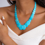 Load image into Gallery viewer, Oversized Textured Gemstone Beaded Geometric Necklace N6H066