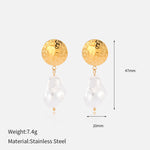 Load image into Gallery viewer, Simulated Pearl Drops Steel Asymmetric 18K Plated S5P094